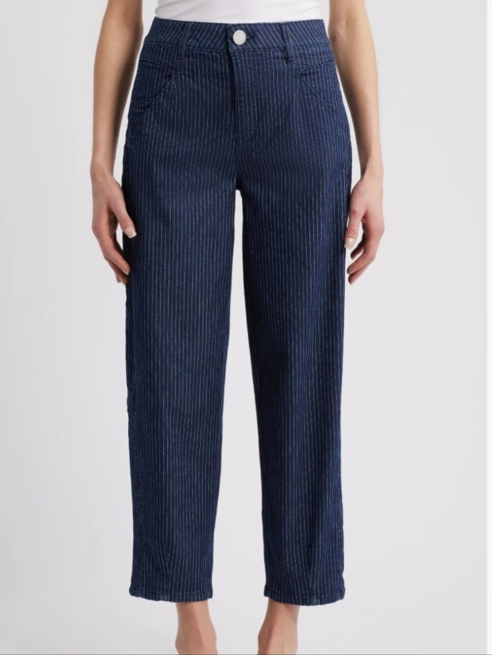 Stripe Skyrise Ankle Barrel Jeans